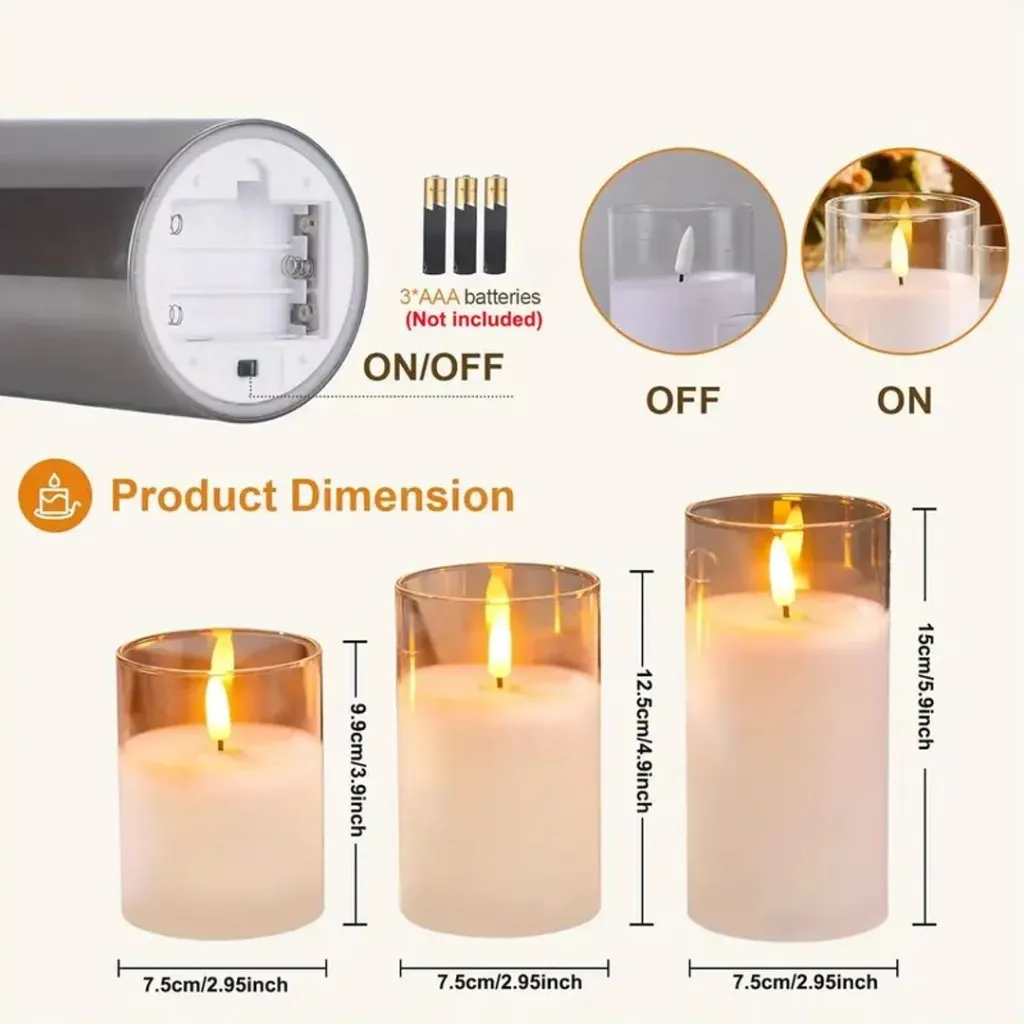 SET DE VELAS X3 LED CANDLE...webp