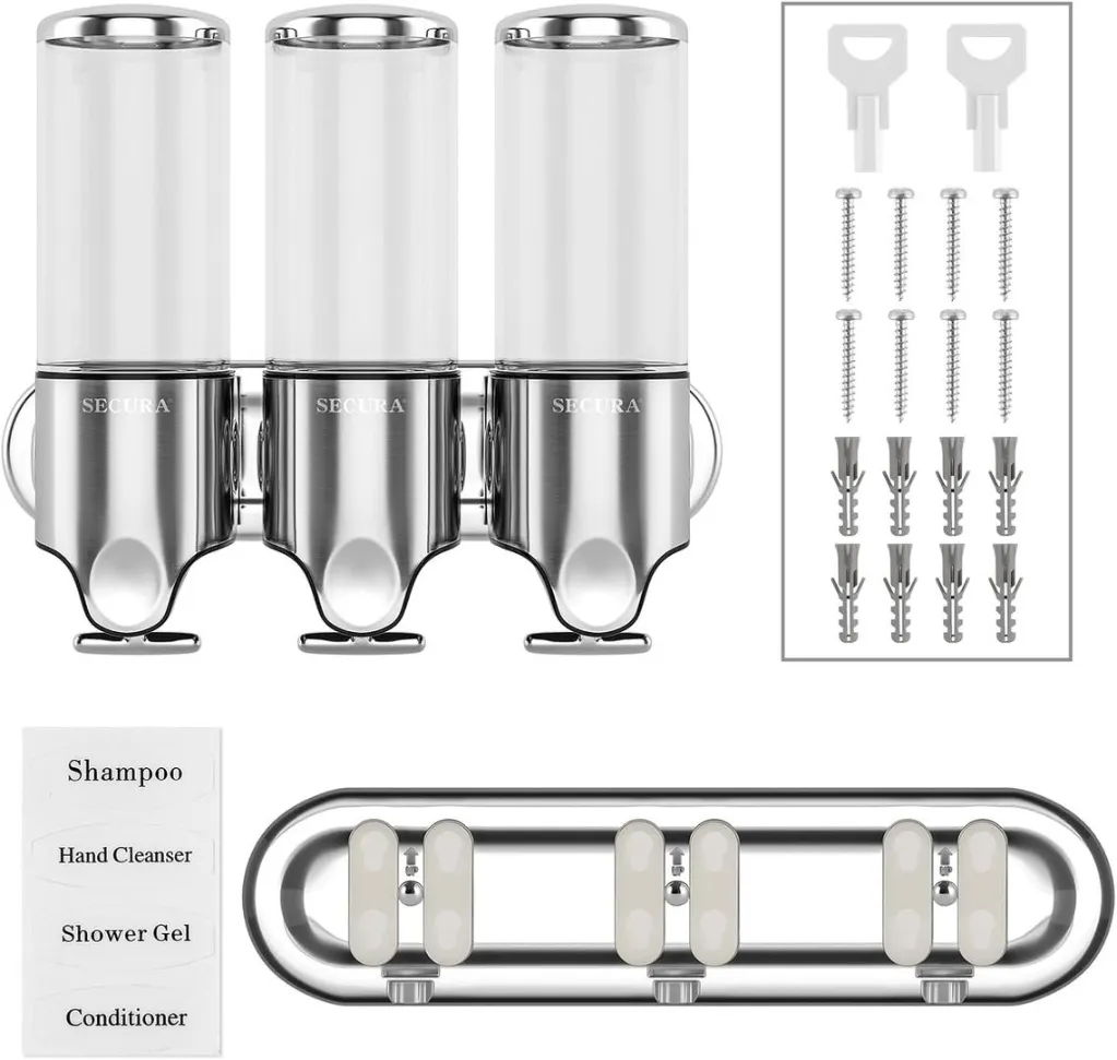 DISPENSADOR DE JABON SHAMPOO BAÑO X3....webp