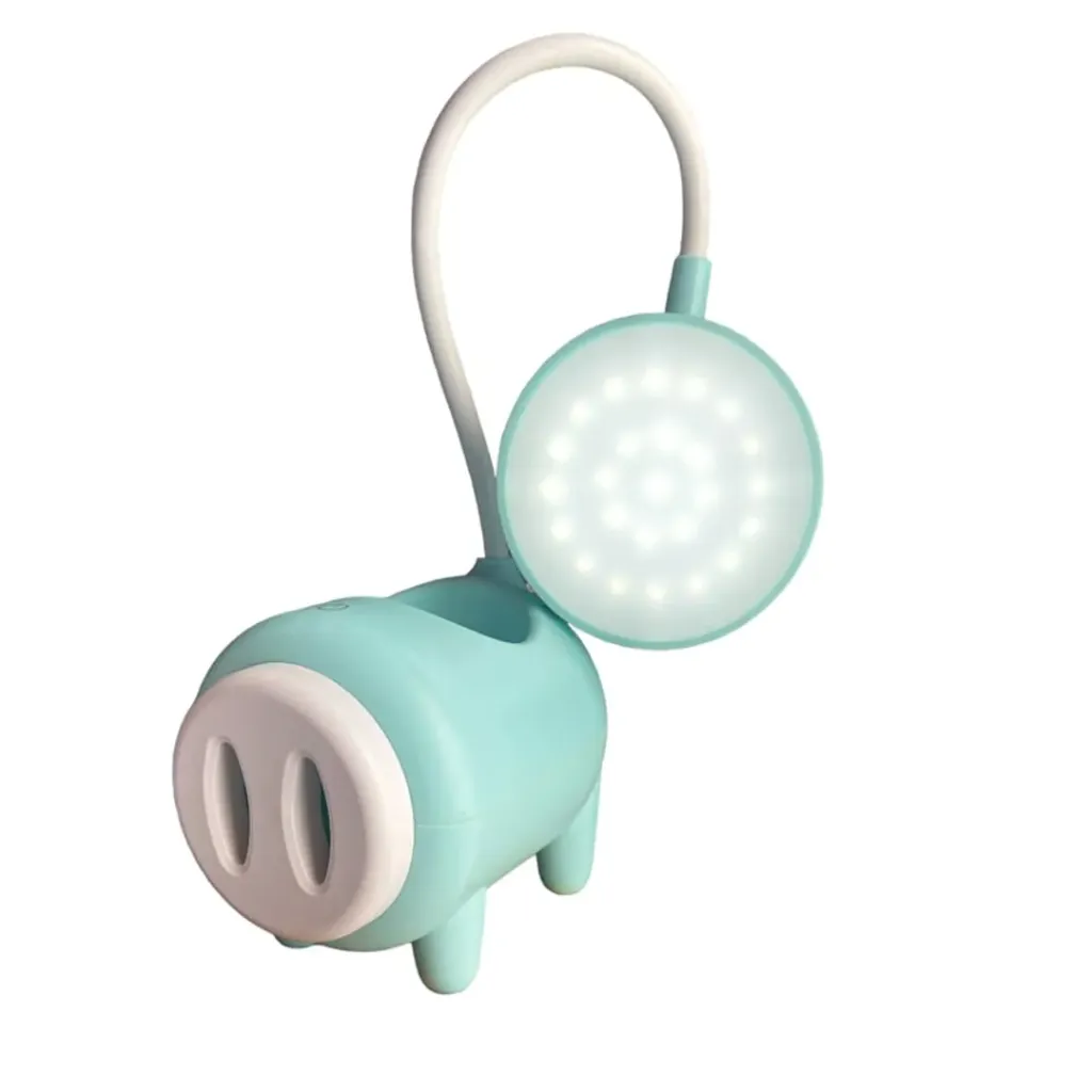 LAMPARA LED ESCRITORIO PORTALAPICES LUZ ESPEJO CERDO RECARGABLE..webp