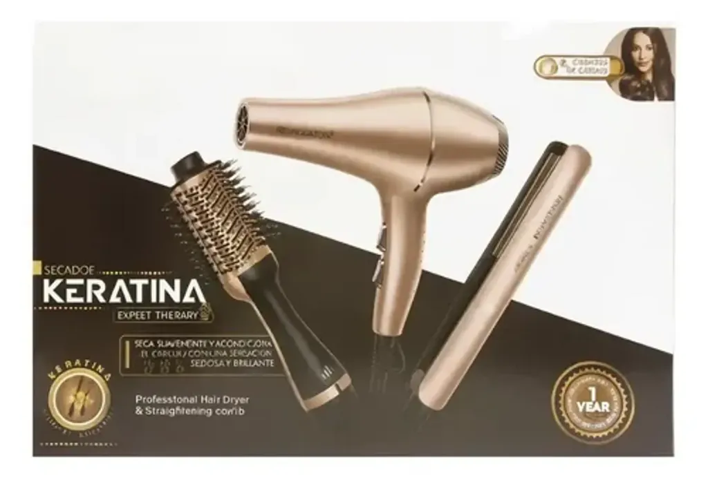 COMBO PLANCHA CEPILLO Y SECADOR KERATINA PRONOVA PRO-2623...webp