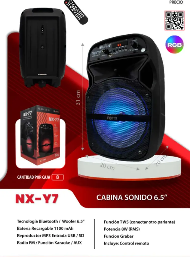 CABINA PARLANTE RECARGABLE 6.5 PULGADAS LUCES LED NX-Y7..webp