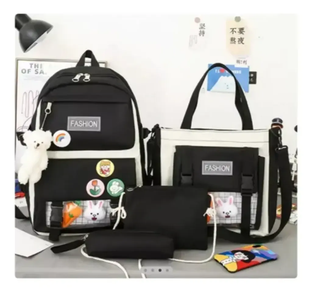 COMBO MOCHILA MALETA ESTUCHE 5 PIEZAS KAWAII FASHION....webp