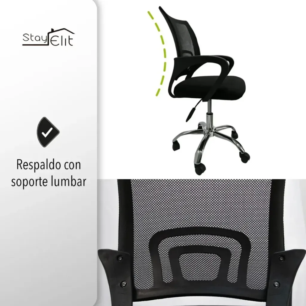 SILLA EJECUTIVA OFICINA ESCRITORIO ERGONOMICA COLOR NEGRO..webp