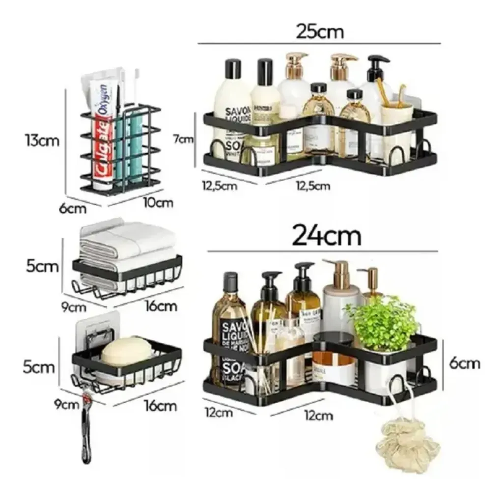 ORGANIZADOR DE BAÑO ESQUINERO ESTANTE DE PARED 5 PIEZAS..webp