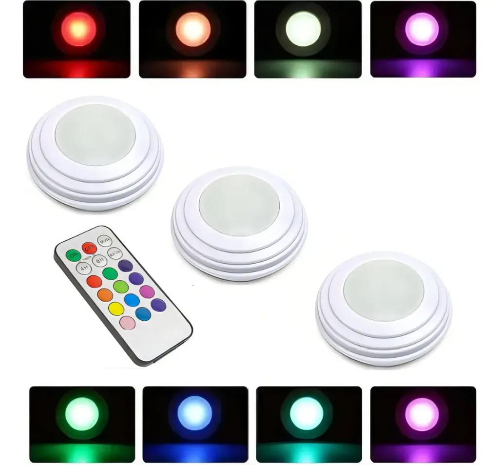 Kit de 3 luminarias bombillas RGB de colores puntos LED multicolores