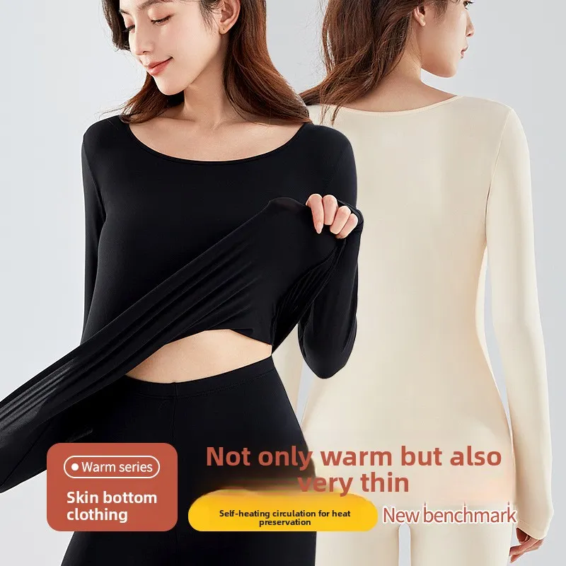 Set x2 Blusa termica mujer manga larga (2XL, BEIGE)
