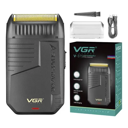 Máquina Afeitar Shaver Eléctrica 2en1 Patillera Vgr V-375 Color Negro