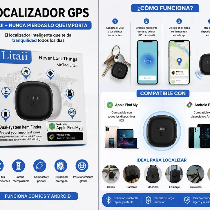 LOCALIZADOR BLUETOOTH GPS COMPATIBLE CON iOS Y ANDROID CUADRADO N6-4