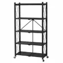 ORGANIZADOR ESTANTERIA METALICO 5 NIVELES PLEGABLE CON RUEDAS 158x70x34CM