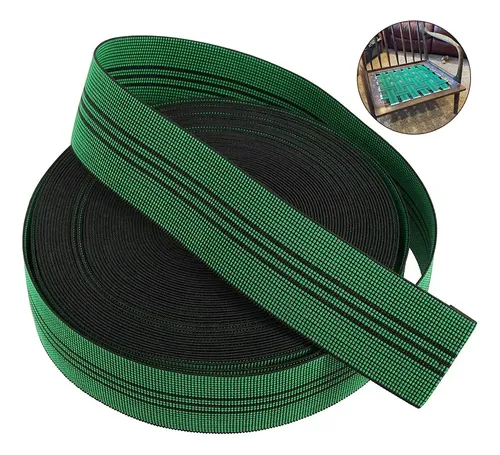CINTA ELASTICA DE TELA PARA TAPICERIA 5 CM VERDE 25 METROS