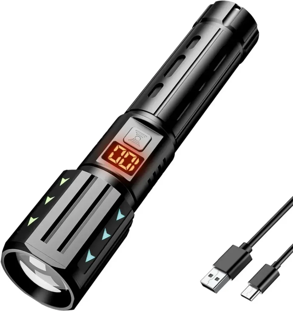 LINTERNA TACTICA LED RECARGABLE USB ZOOM