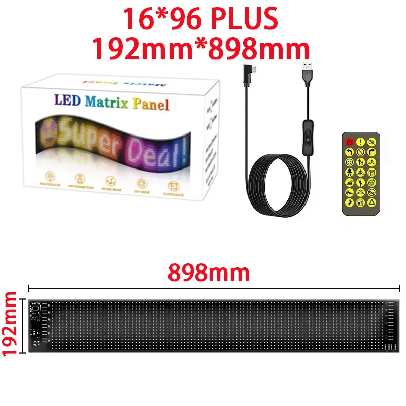 LED MATRIX PANEL FLEXIBLE REPROGRAMABLE 96 PLUS 16 X 96