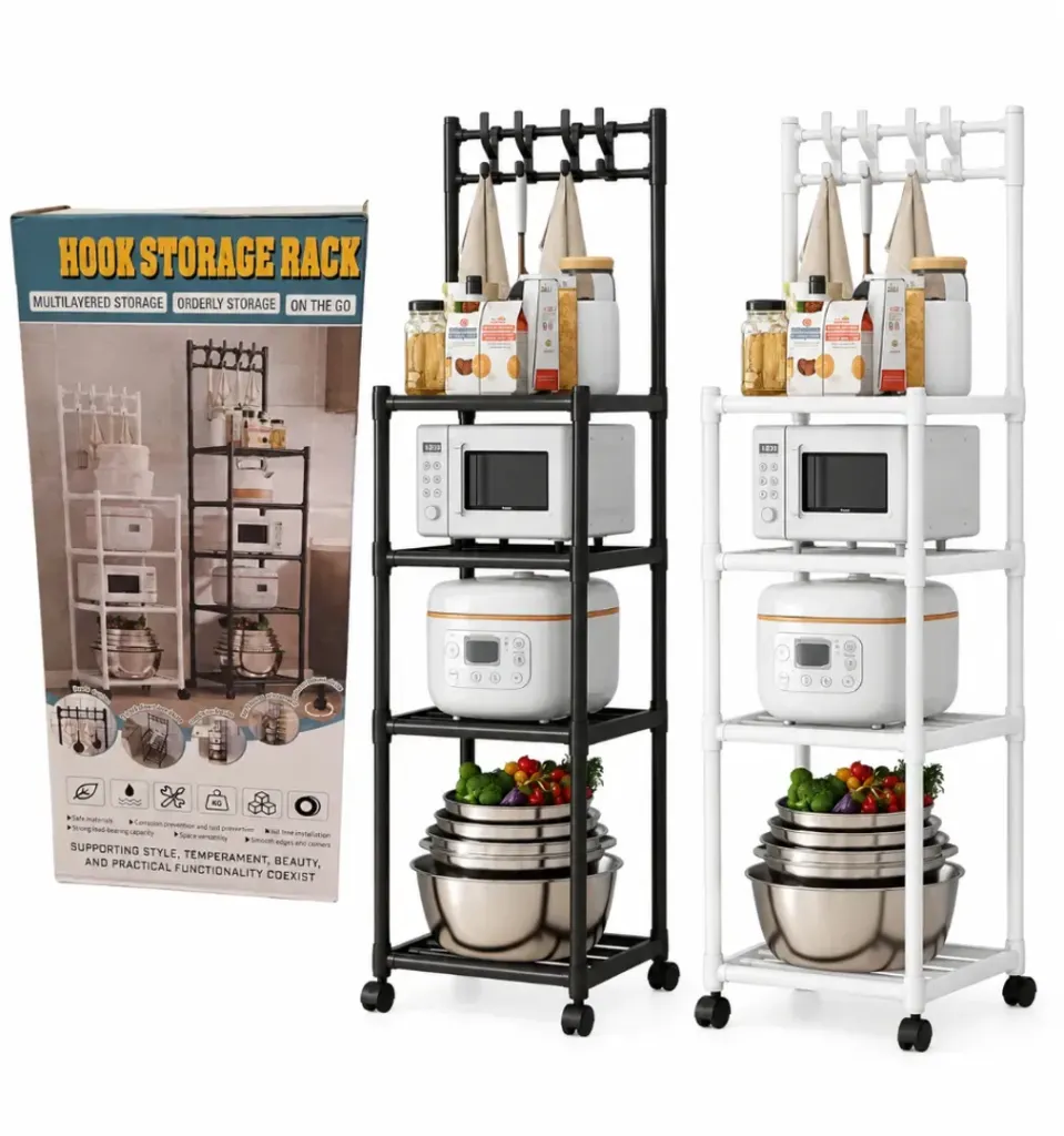 CARRITO METALICO HOOK ORGANIZADOR MULTIFUNCIONAL 4 ESTANTES