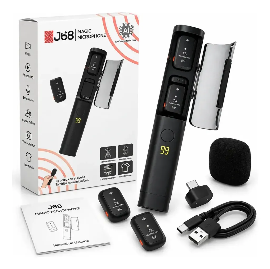 [J68] MICROFONOS INALAMBRICOS SOLAPA DUAL MAGIC J68 2.4 GHZ