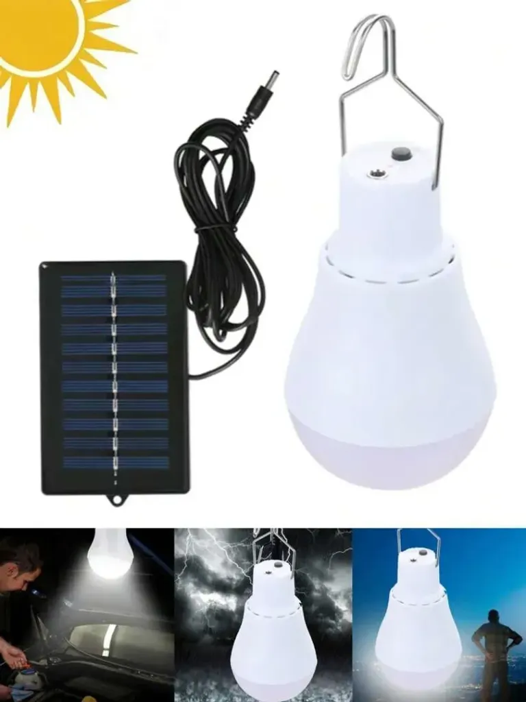 BOMBILLO RECARGABLE CON PANEL SOLAR 500 maH