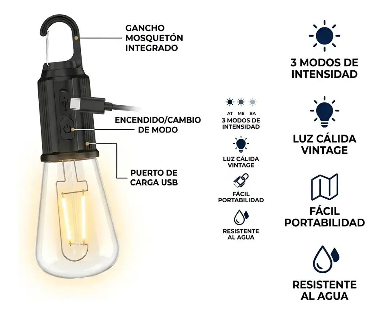 BOMBILLO RECARGABLE T02