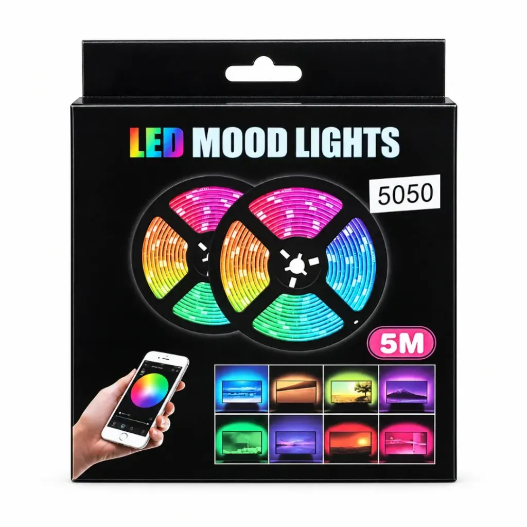 CINTA TIRA DE LUZ LED RGB 5 METROS CON BLUETOOTH Y CONTROL