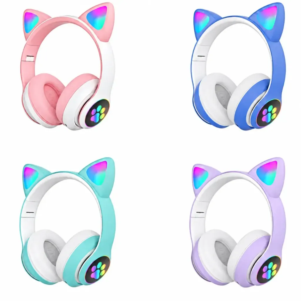 AUDIFONOS DIADEMA RGB BLUETOOTH OREJAS CAT STN-28