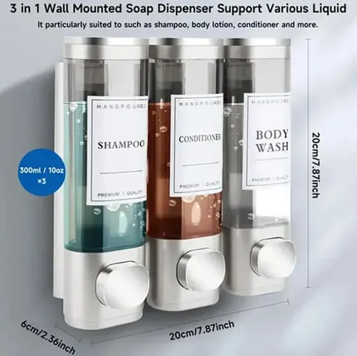 DISPENSADOR JABON BAÑO X3 SOAP DISPENSER 300ML