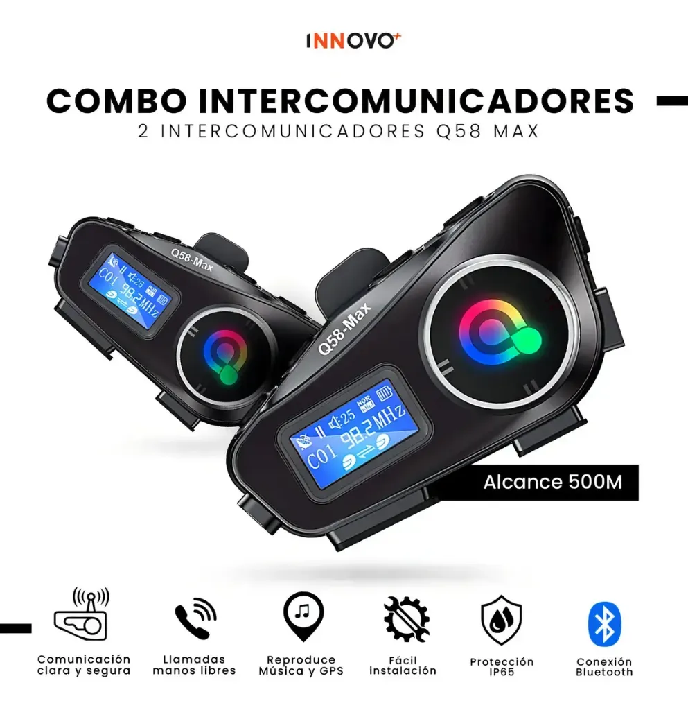[Q58-MAX] SET INTERCOMUNICADOR Q58-MAX MOTO CASCO X2 PIEZAS