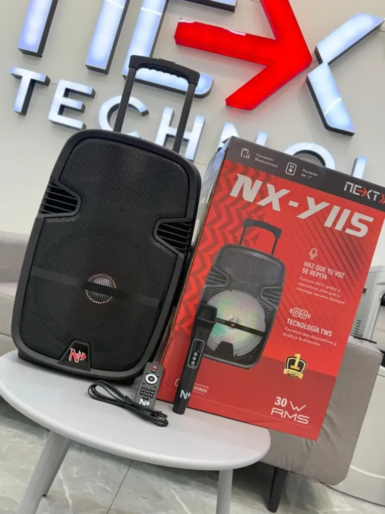 CABINA PARLANTE DE 15 PULGADAS RECARGABLE LUCES LED NX-Y115
