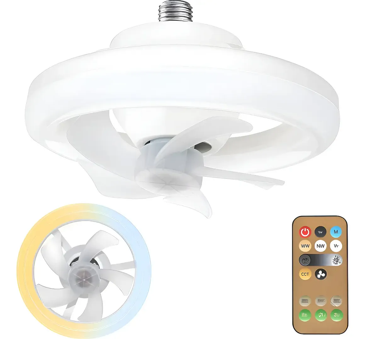 [c2ae9a] VENTILADOR BOMBILLO DE TECHO 60w 3 VELOCIDADES CON CONTROL BUGO2309