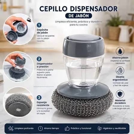 CEPILLO DISPENSADOR LAVA OLLAS ESPOJA - CLEANIN POT BRUSH - YOLI LIPIN - YL-889S