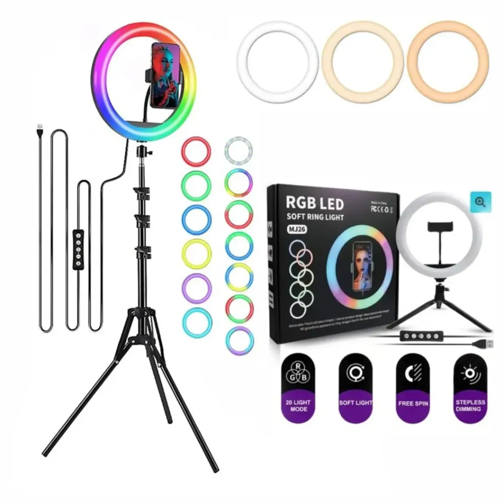 ARO LUZ RGB TRIPODE - SOFT RING LIGHT - MJ26