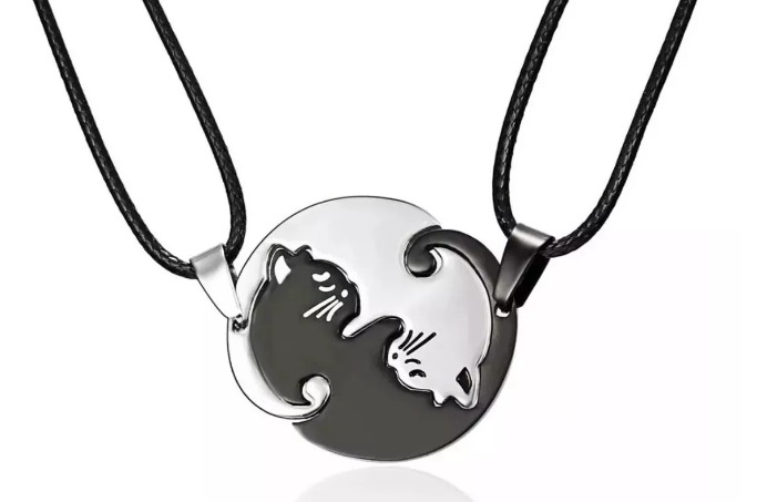 COLLAR CORDON DUAL DIJE GATOS PAREJA