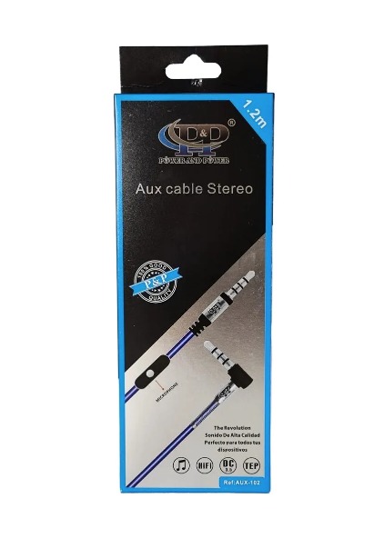 CABLE AUXILIAR 1 A 1 CON CONTESTADOR - P&P - POWER AND POWER - AUX-102 - 1.2 mts